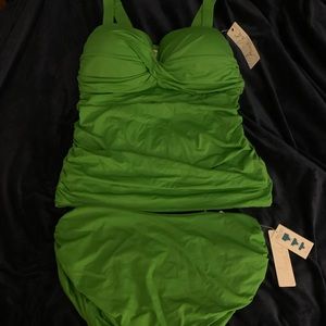 Anne Cole 2 piece Green Tankini Swimsuit Size 18W